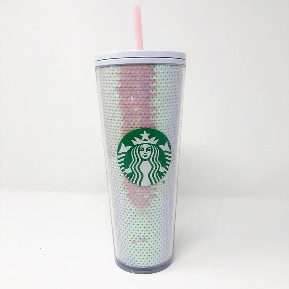 Starbucks Other - Starbucks White Sequin Holiday Cold Cup Venti